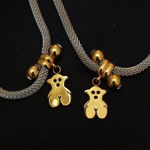 Funny Cute Bear Chain Bracelet AND Necklace Set